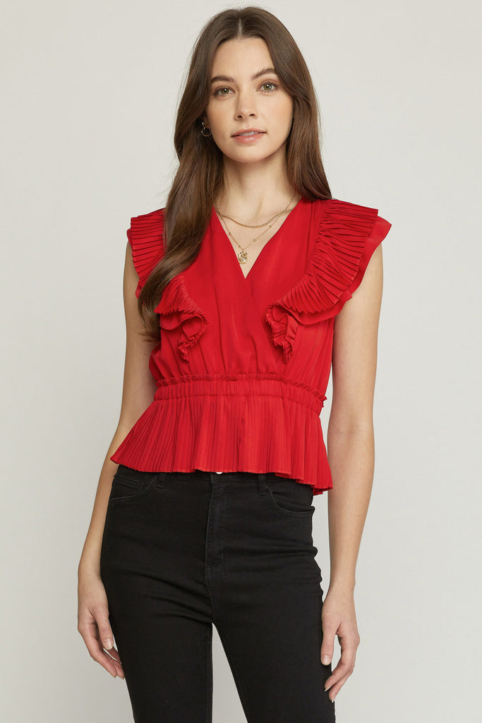 Pleated Detail Peplum Top-Boutique Items. - Boutique Apparel - Ladies - Top It Off - Fashion Tops-Podos Boutique, a Women's Fashion Boutique Located in Calera, AL
