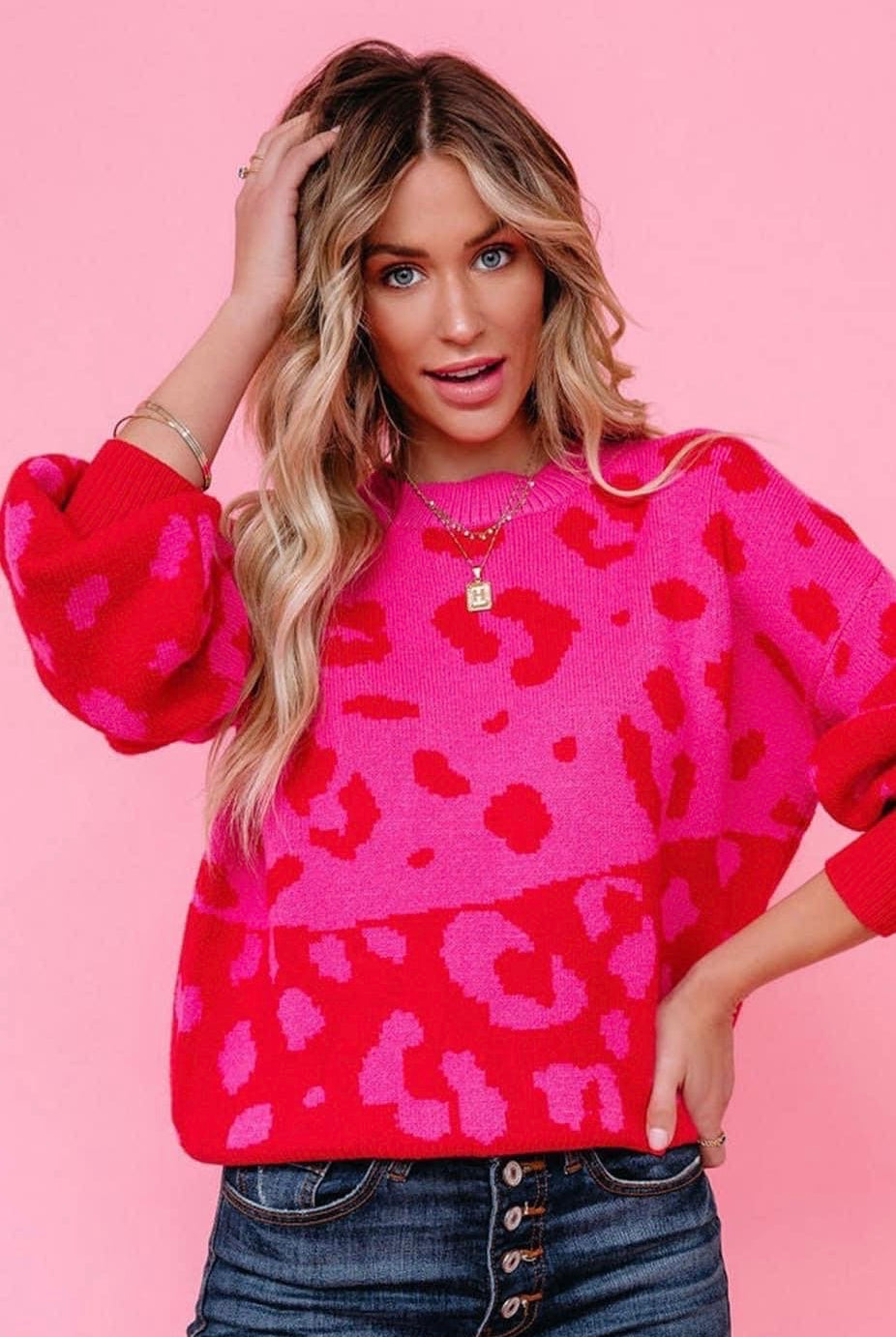 Leopard Print Sweater-Sweaters-Podos Boutique, a Women's Fashion Boutique Located in Calera, AL