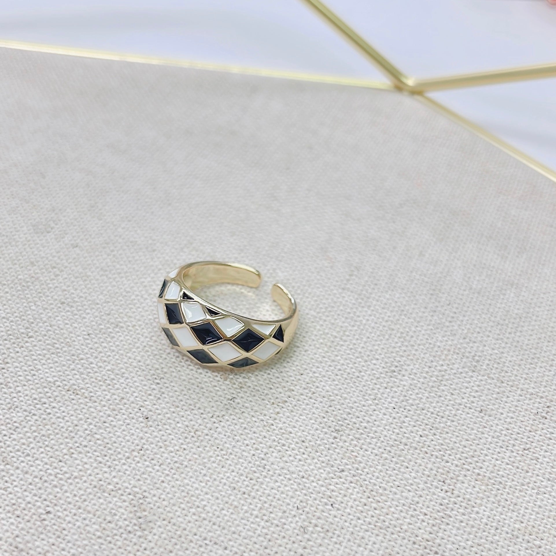 Black White Checkered RG - OS-Rings-Podos Boutique, a Women's Fashion Boutique Located in Calera, AL