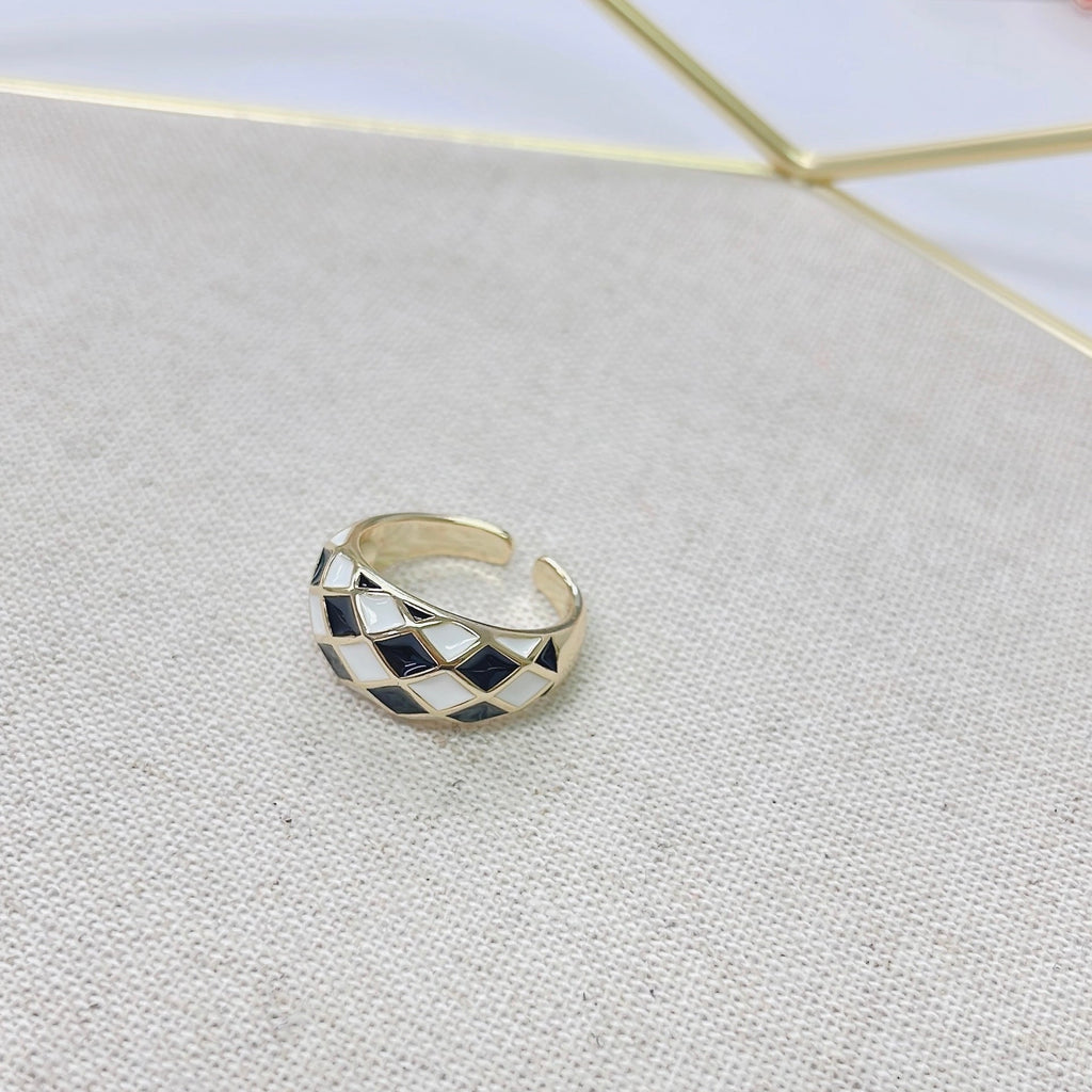 Black White Checkered RG - OS-Boutique Items. - Accessories - Jewelry - Rings-Podos Boutique, a Women's Fashion Boutique Located in Calera, AL