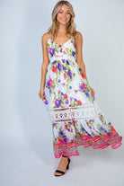 Lace Inserts Maxi Dress-Maxi Dresses-Podos Boutique, a Women's Fashion Boutique Located in Calera, AL