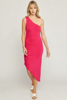 One Shoulder Midi w/ Ruched Side-Midi Dresses-Podos Boutique, a Women's Fashion Boutique Located in Calera, AL