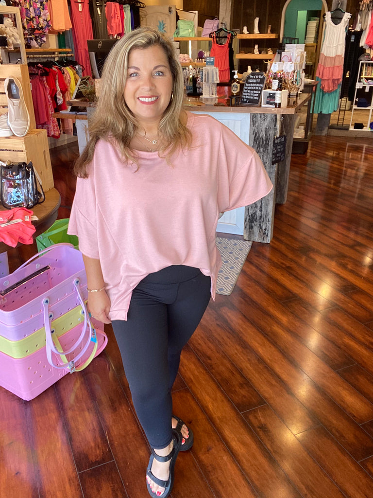 French Terry Over-sized Top-Boutique Items. - Boutique Apparel - Ladies - Top It Off - Fashion Tops-Podos Boutique, a Women's Fashion Boutique Located in Calera, AL