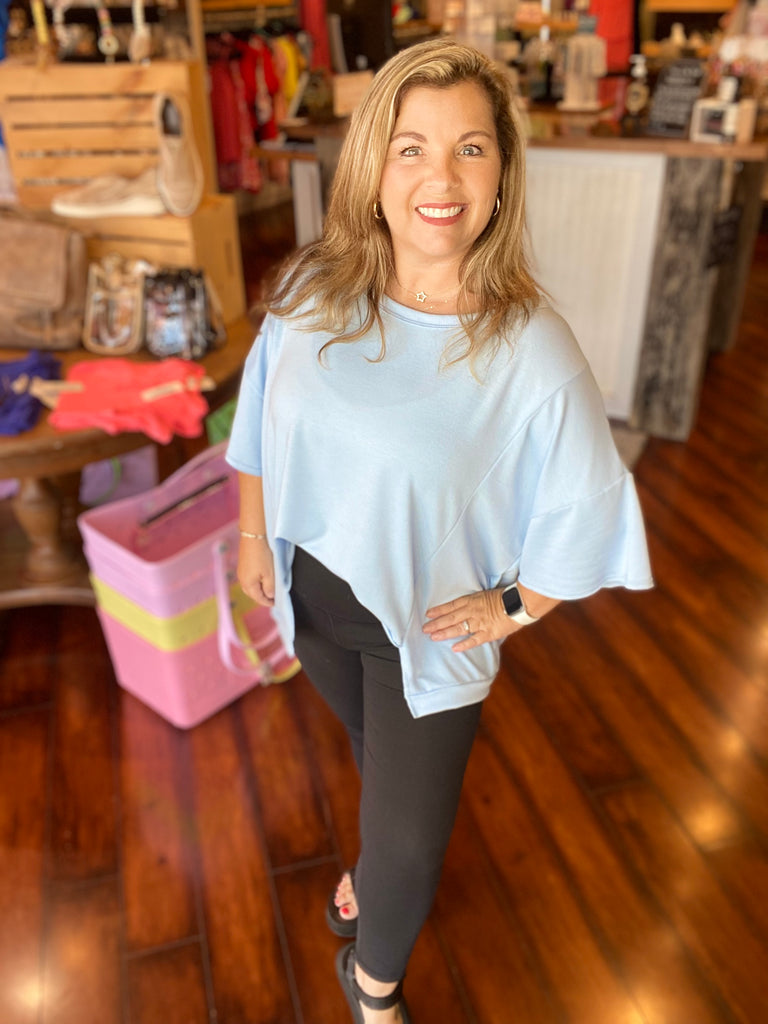 French Terry Over-sized Top-Boutique Items. - Boutique Apparel - Ladies - Top It Off - Fashion Tops-Podos Boutique, a Women's Fashion Boutique Located in Calera, AL