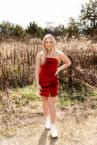 Velvet Mini Dress-Short Dresses-Podos Boutique, a Women's Fashion Boutique Located in Calera, AL