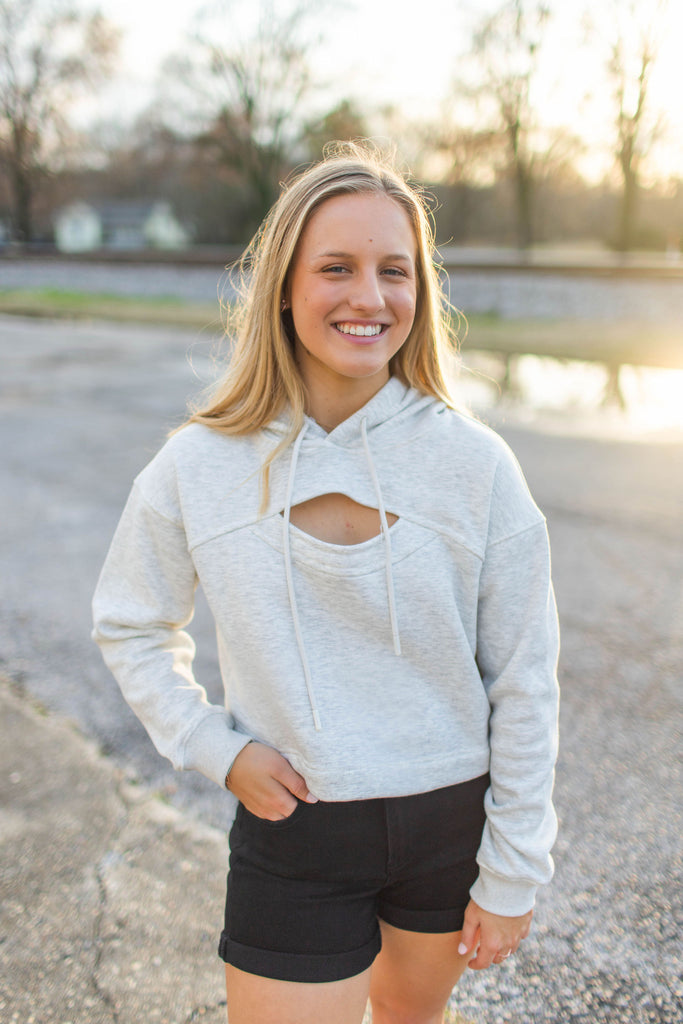 Cropped Peekaboo Hoodie-Sweaters-Podos Boutique, a Women's Fashion Boutique Located in Calera, AL