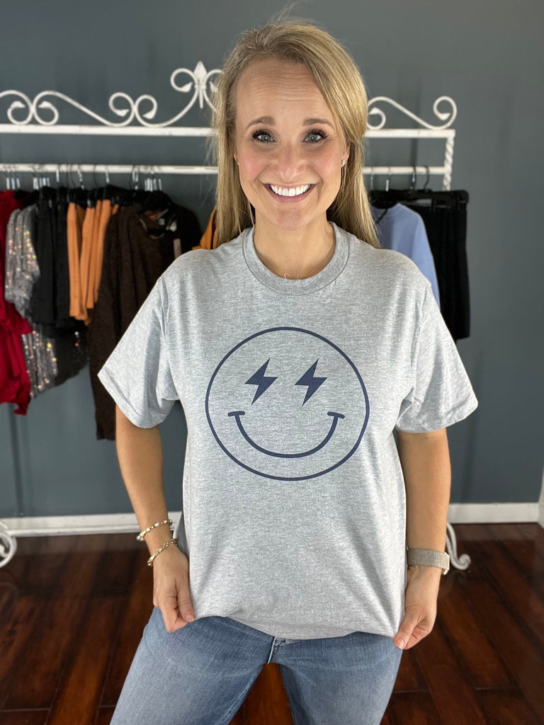 SmileyBolt Graphic Tee-Boutique Items. - Boutique Apparel - Ladies - Top It Off - Graphic Tee's-Podos Boutique, a Women's Fashion Boutique Located in Calera, AL