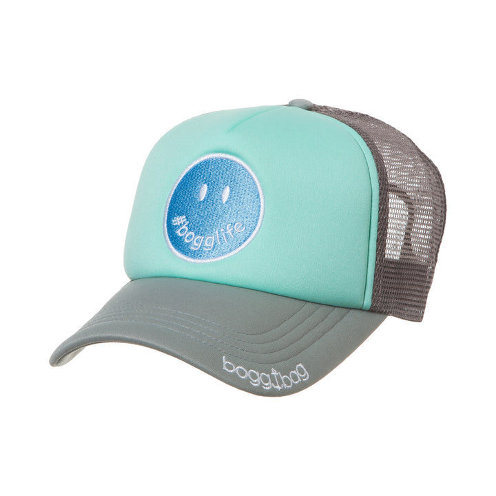 Smiley Trucker Hat-Hats-Podos Boutique, a Women's Fashion Boutique Located in Calera, AL