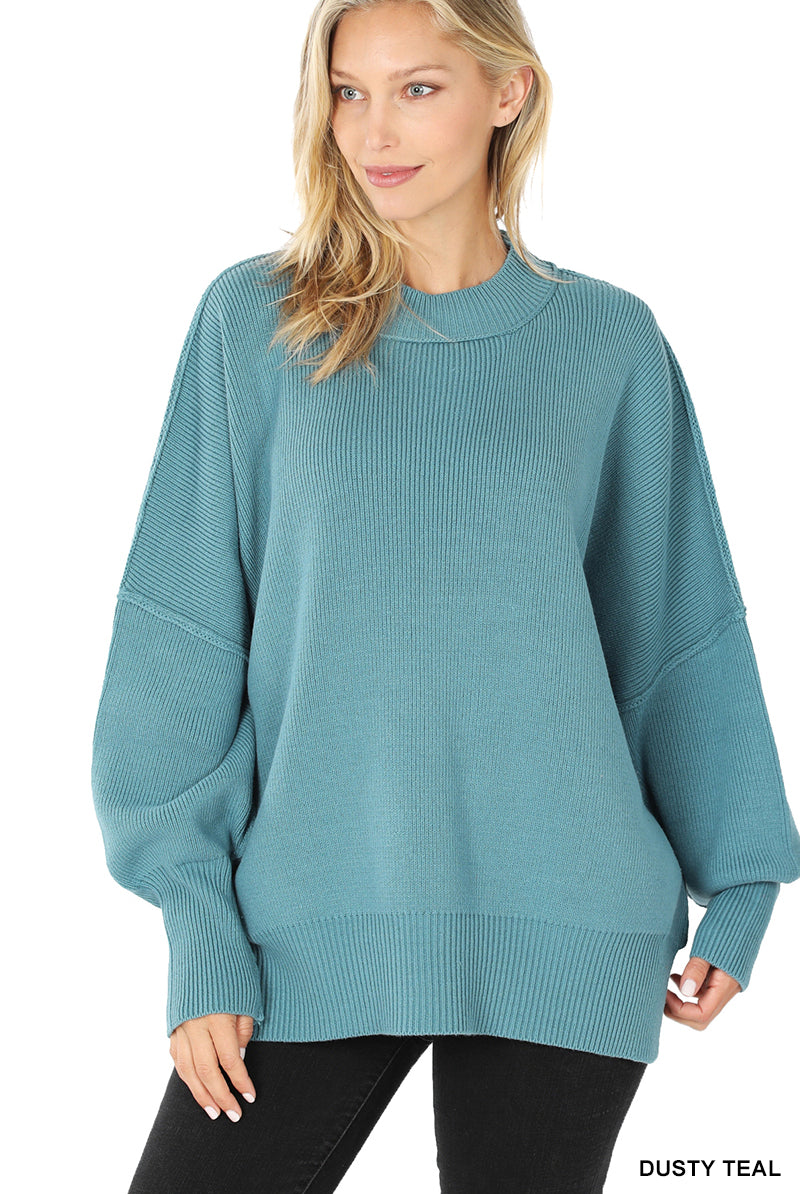 Side Slit Oversized Sweater-Sweaters-Podos Boutique, a Women's Fashion Boutique Located in Calera, AL