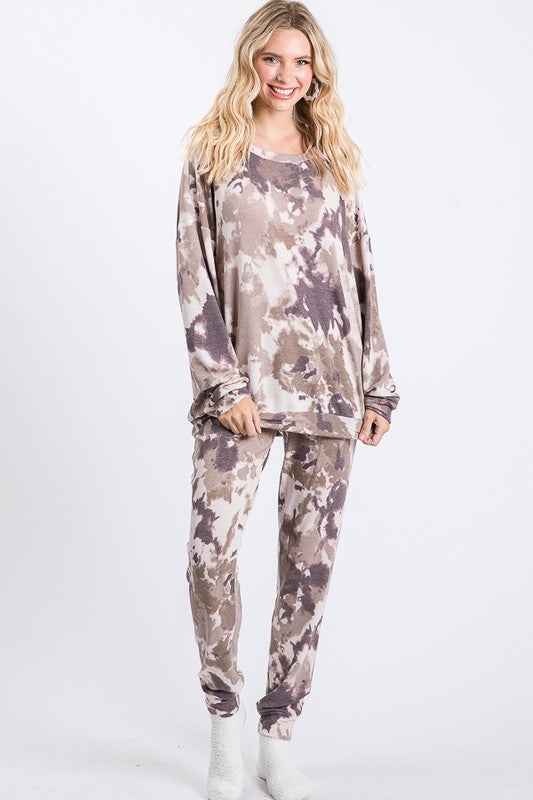 Tie Dye Loungewear Set-Boutique Items. - Boutique Apparel - Ladies - All About the Basics - Lounge Wear-Podos Boutique, a Women's Fashion Boutique Located in Calera, AL