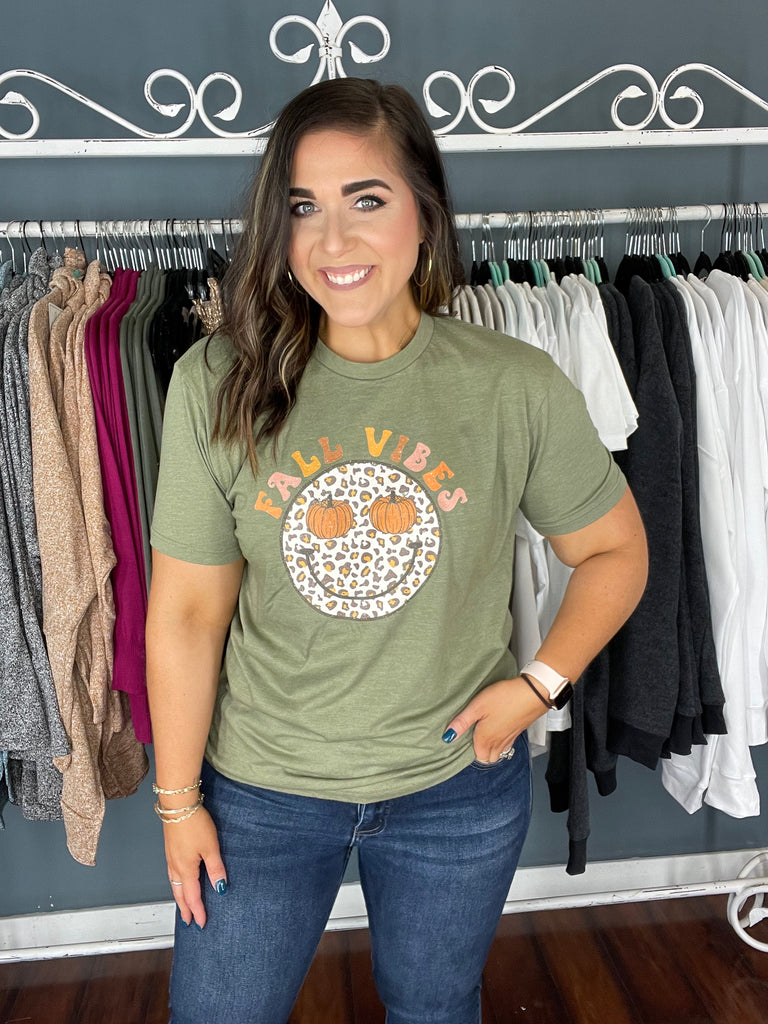 Fall Vibes Smiley T-shirt-Unclassified-Podos Boutique, a Women's Fashion Boutique Located in Calera, AL