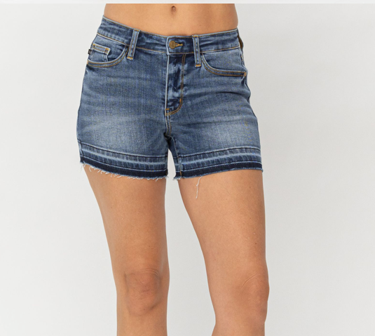 MR Release Hem Shorts-Shorts-Podos Boutique, a Women's Fashion Boutique Located in Calera, AL