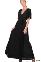 Crinkle Wrap Maxi Dress-Maxi Dresses-Podos Boutique, a Women's Fashion Boutique Located in Calera, AL