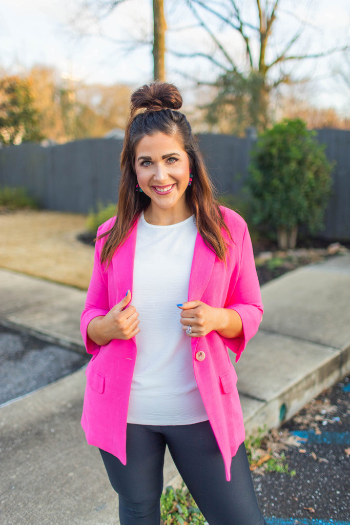 3/4 Sleeve Linen Jacket-Boutique Items. - Boutique Apparel - Ladies - Jackets-Podos Boutique, a Women's Fashion Boutique Located in Calera, AL