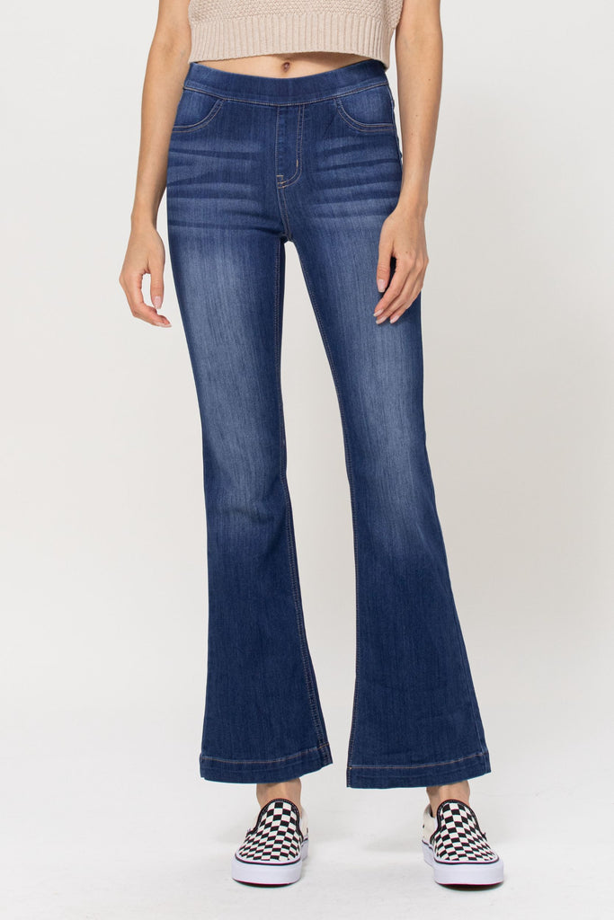30" Mid Rise Flared Jegging-Jeans-Podos Boutique, a Women's Fashion Boutique Located in Calera, AL