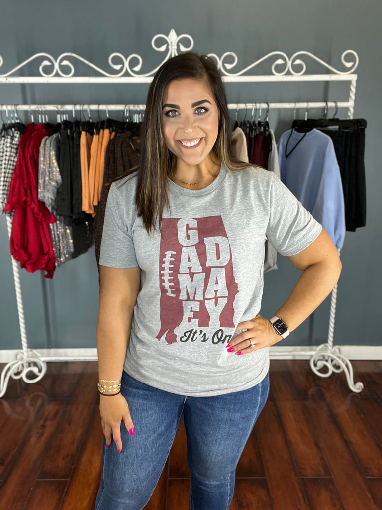 GameDay It's On '22-Boutique Items. - Boutique Apparel - Ladies - Top It Off - Graphic Tee's-Podos Boutique, a Women's Fashion Boutique Located in Calera, AL