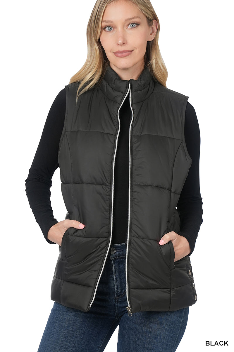Sleeveless Quilted Vest-Vests-Podos Boutique, a Women's Fashion Boutique Located in Calera, AL