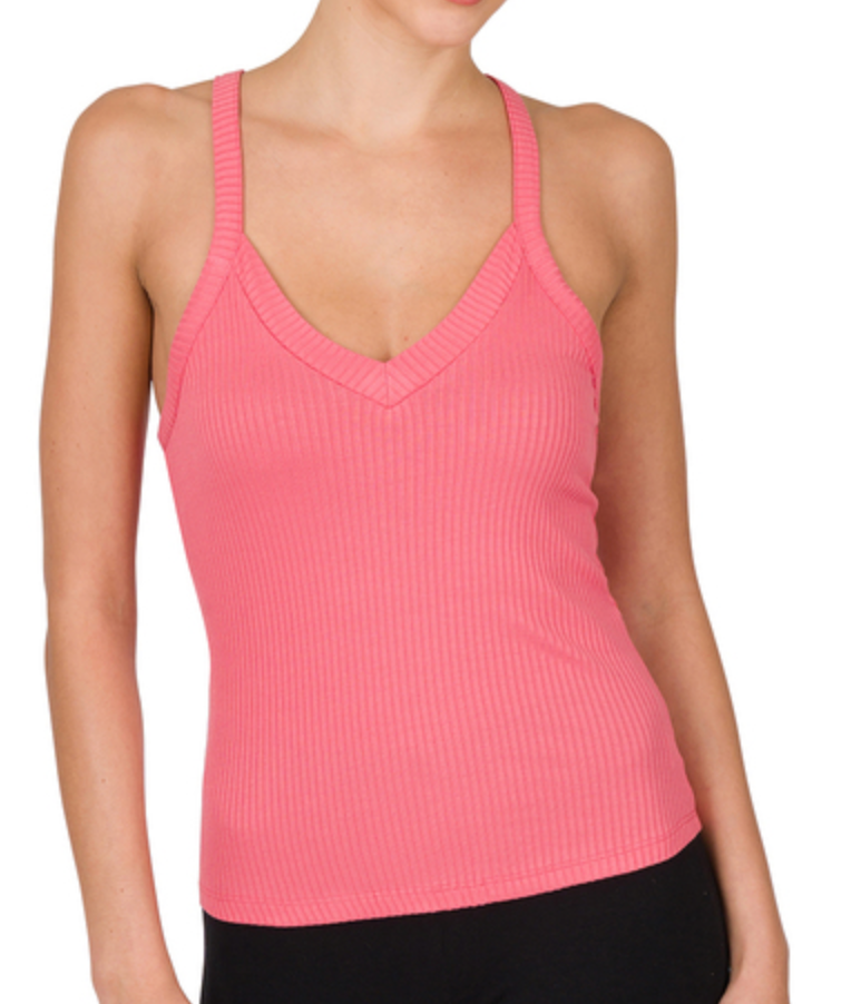 Ribbed Crop Cami-Tank Tops-Podos Boutique, a Women's Fashion Boutique Located in Calera, AL