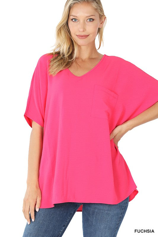 Airflow V-Neck Dolman Top-Short Sleeves-Podos Boutique, a Women's Fashion Boutique Located in Calera, AL