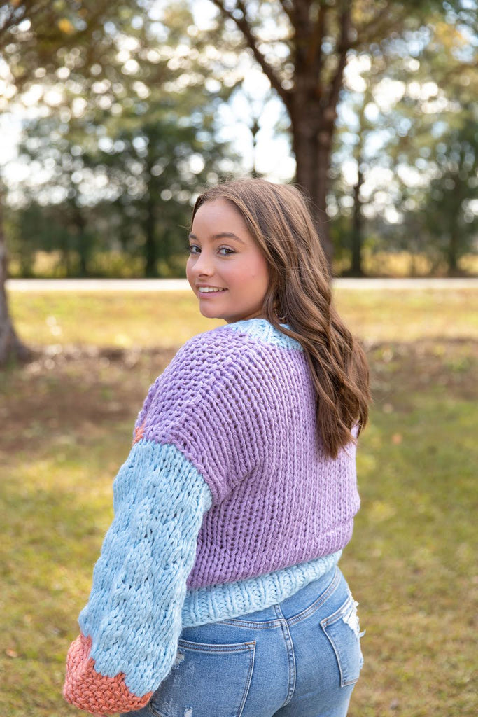 Color Block Cropped Sweater-Boutique Items. - Boutique Apparel - Ladies - Top It Off - Sweaters-Podos Boutique, a Women's Fashion Boutique Located in Calera, AL