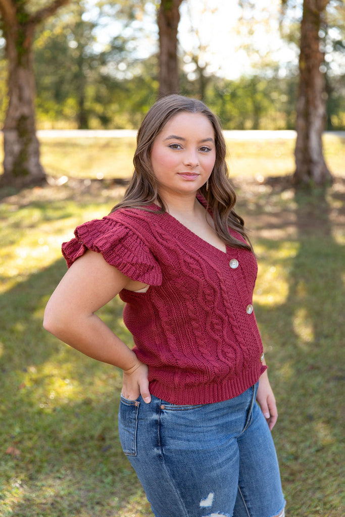 Button Front Short Sleeve Sweater-Boutique Items. - Boutique Apparel - Ladies - Top It Off - Sweaters-Podos Boutique, a Women's Fashion Boutique Located in Calera, AL