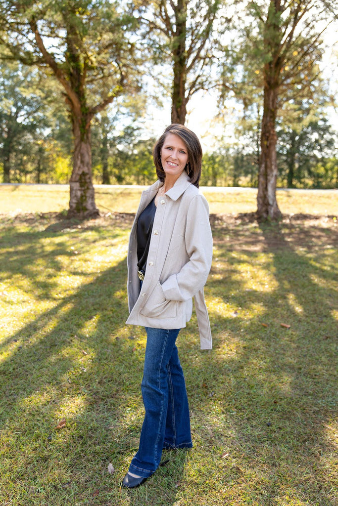 Belted Button Front Jacket-Boutique Items. - Boutique Apparel - Ladies - Jackets-Podos Boutique, a Women's Fashion Boutique Located in Calera, AL