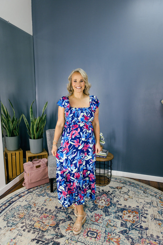 Flutter Sleeve Print Dress-Boutique Items. - Boutique Apparel - Ladies - Dress It Up - Midi-Podos Boutique, a Women's Fashion Boutique Located in Calera, AL