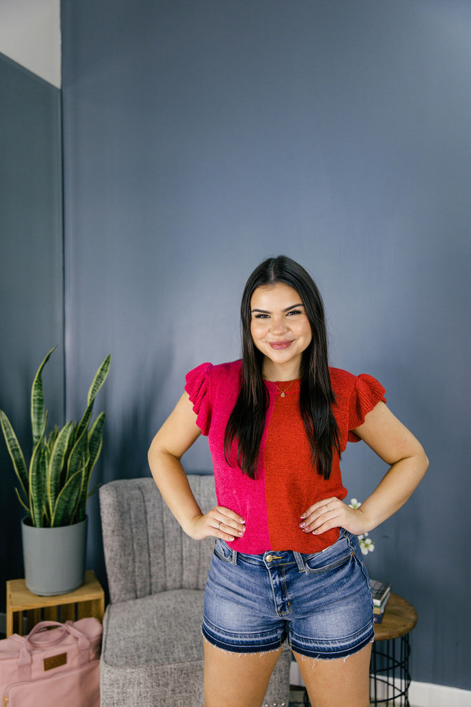 Cap Sleeve Colorblock Sweater Top-Boutique Items. - Boutique Apparel - Ladies - Top It Off - Fashion Tops-Podos Boutique, a Women's Fashion Boutique Located in Calera, AL