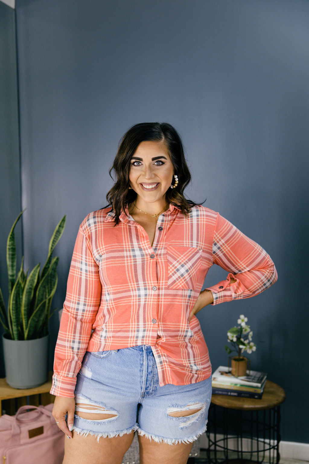 Plaid Front Pocket Shacket-Shackets-Podos Boutique, a Women's Fashion Boutique Located in Calera, AL