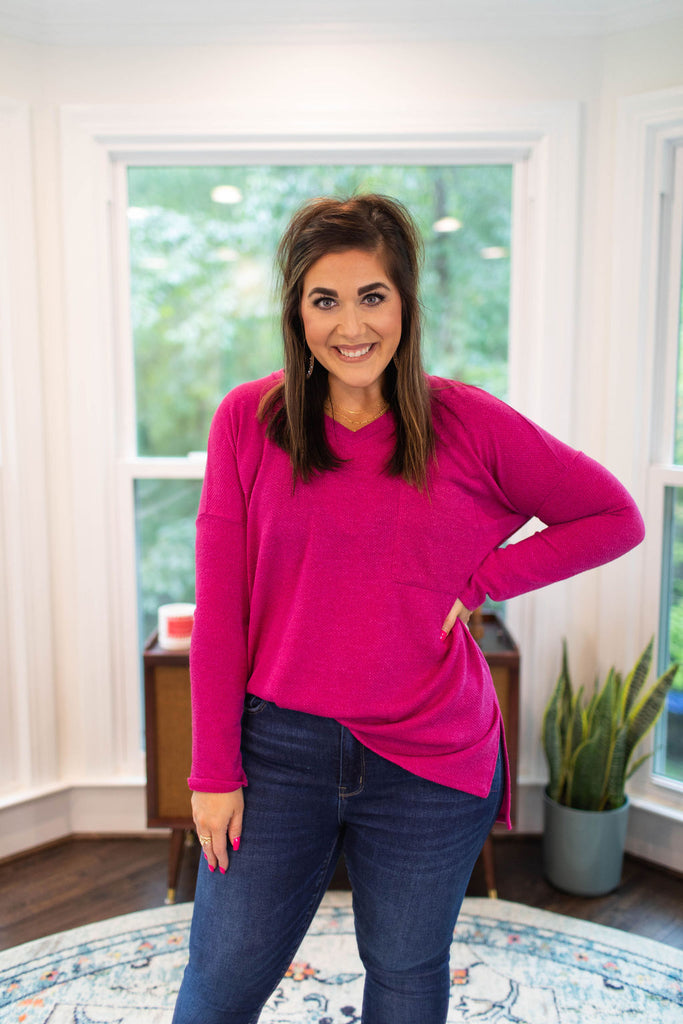 V-Neck Jacquard Sweater-Boutique Items. - Boutique Apparel - Ladies - Top It Off - Sweaters-Podos Boutique, a Women's Fashion Boutique Located in Calera, AL